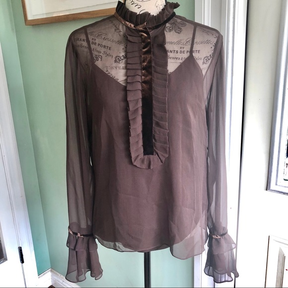 Diane Von Furstenberg Tops - NWT Diane Von Furstenberg Ruffle Peasant Blouse